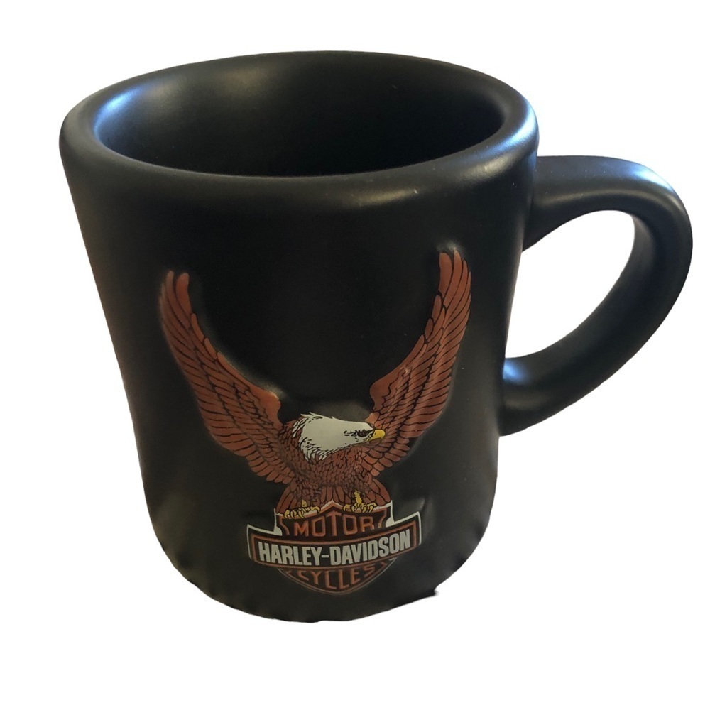 Harley Davidson Licensed Black Coffee Mug 8 oz. 3D Eagle W/Logo Collectors MOTO